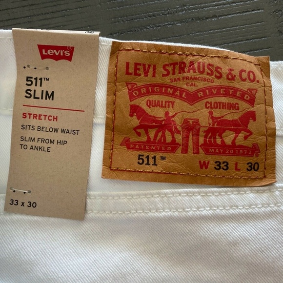 LEVI’S 511 SLIM FIT STRETCH JEANS WHITE 32 L - Picture 6 of 6